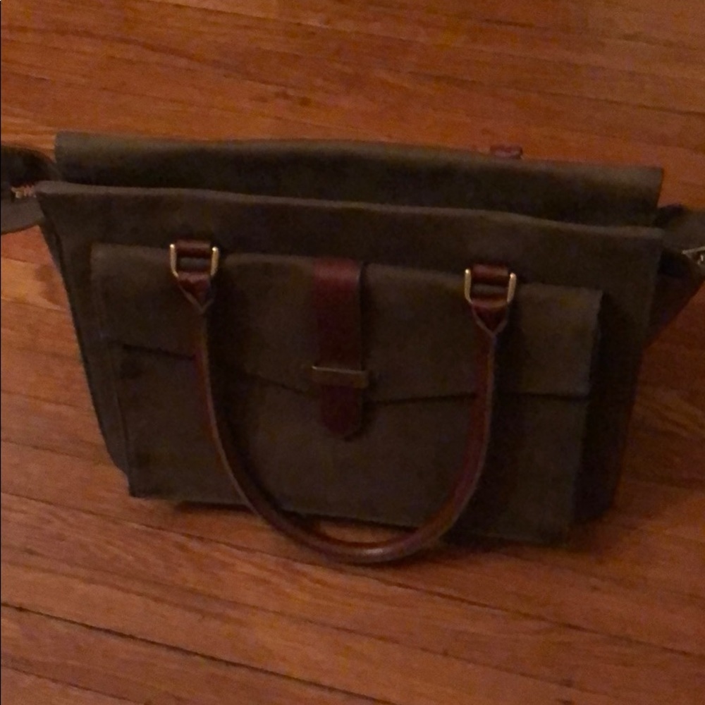 Madewell Forest Green Leather Briefcase